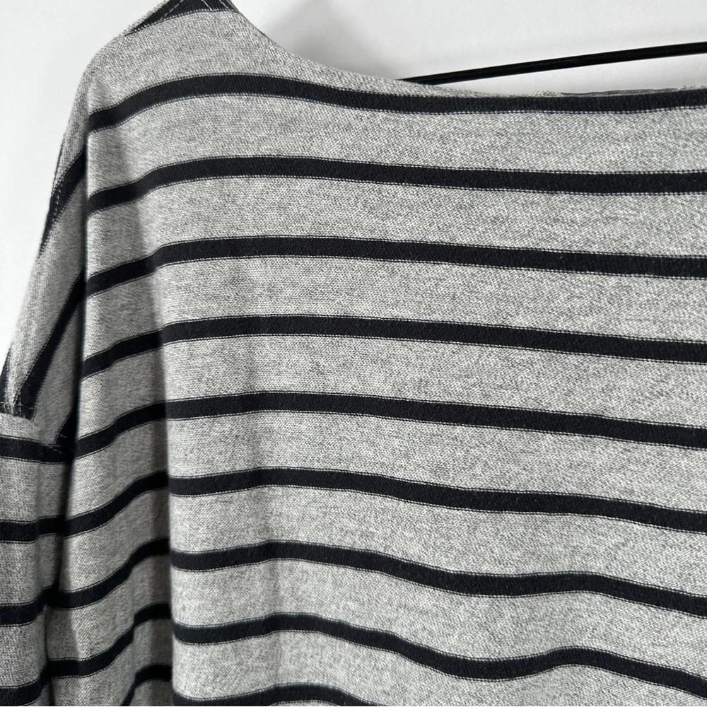 J. Crew Boatneck Black and Gray Striped Sweater | Size Small